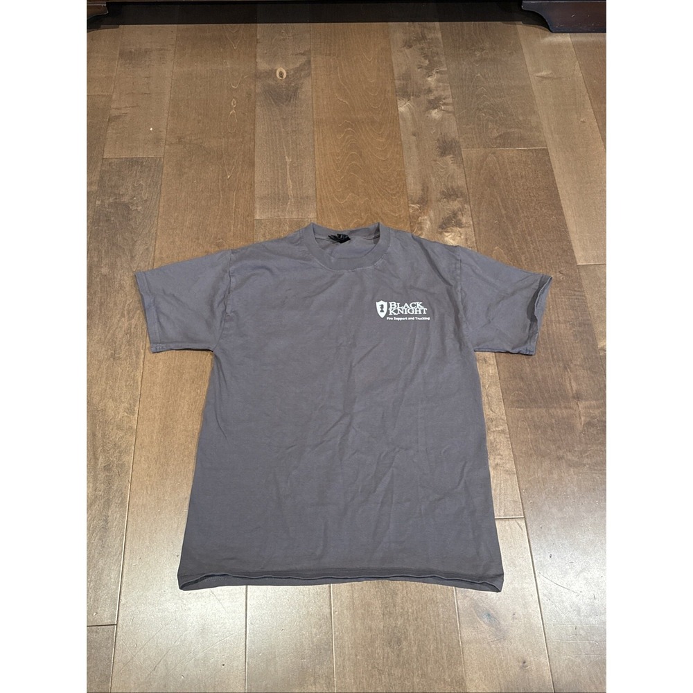 Hanes Beefy-T "Black Knight Fire Support and Trucking" Tee – Men's Medium, Black